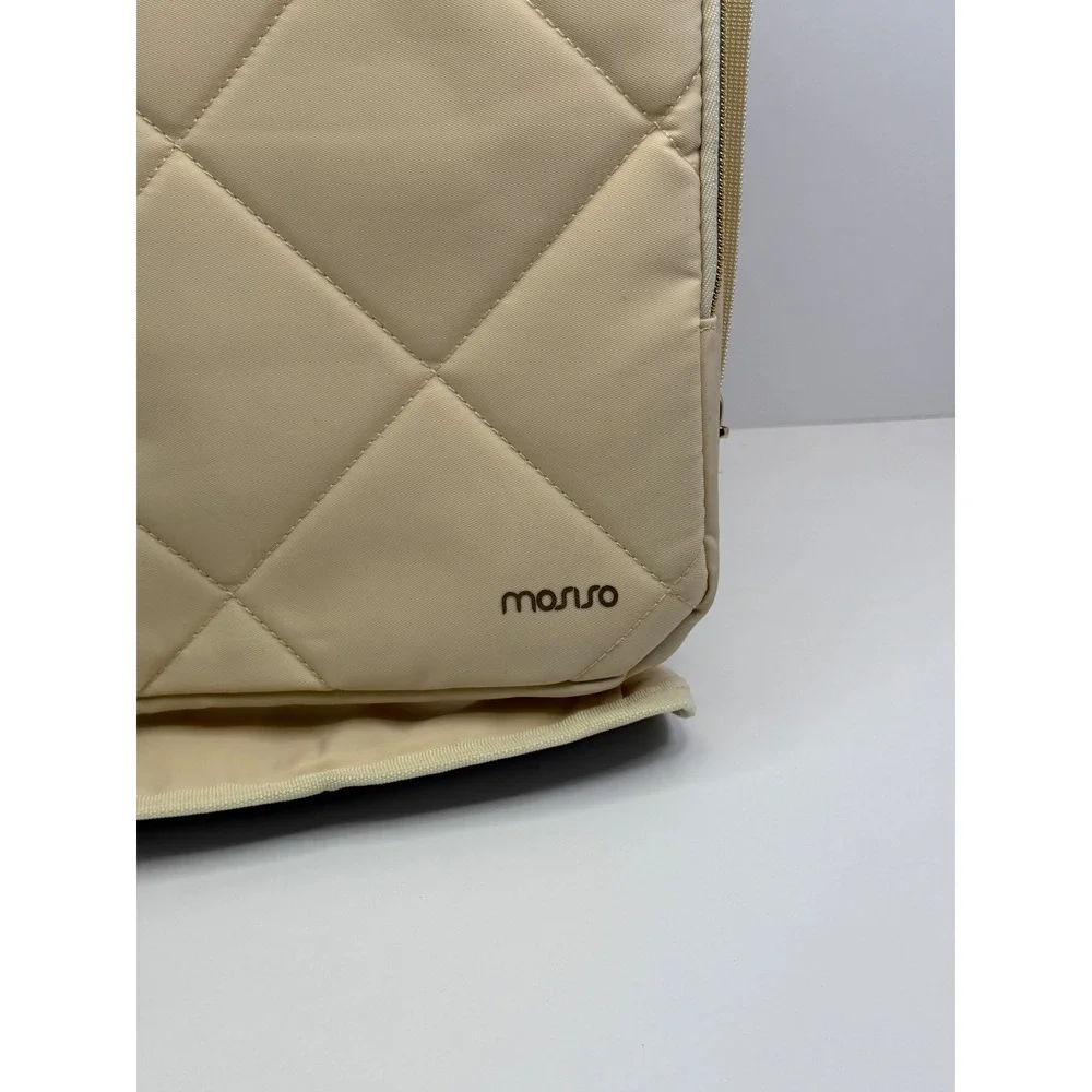 Mosiso Vertical‎ Quilted Laptop Shoulder Bag Cream Padded Travel Messenger Case - Picture 4 of 14